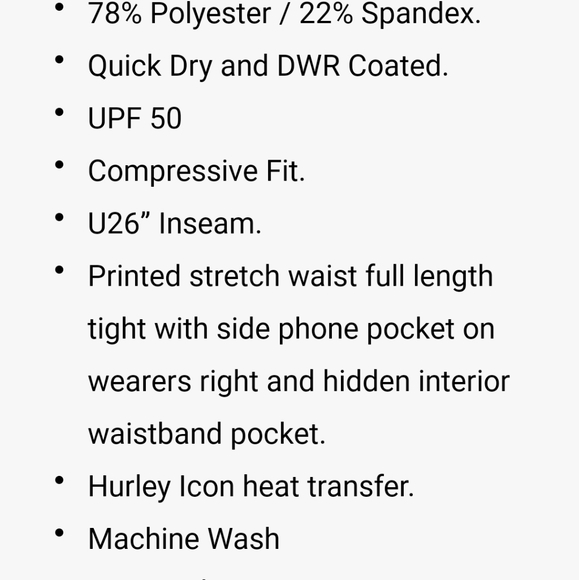 NWOT💦HURLEY 💗 WOMEN MEDIUM Hybrid~UPF50+WORKOUT/RUNNING PANTS - Picture 3 of 8